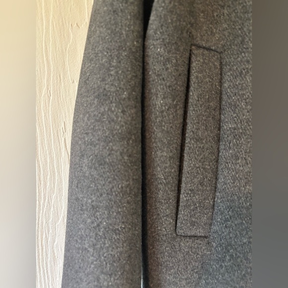 Oak + Fort Grey Black Ribbed Cuff Wool Knit Zip Up Bomber Peacoat Jacket Coat - Picture 8 of 13